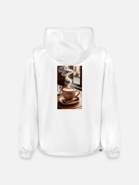 Heart Latte Steam Art - Champion Packable Jacket - white