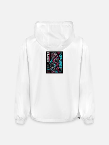 Neon Dragon Chaos Print - Champion Packable Jacket - white