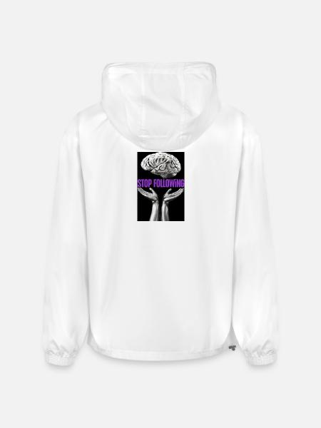 Stop Following Brain Hands - Champion Packable Jacket - white