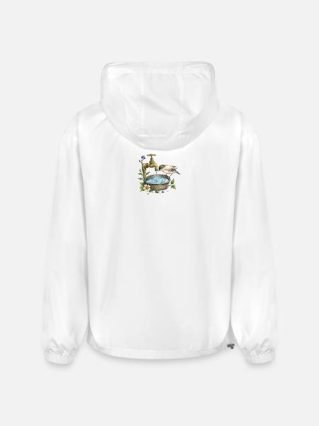 Bird at Rustic Tap Garden Watering - Champion Packable Jacket - white