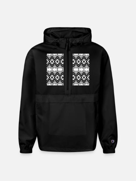 Black and white geometric - Champion Packable Jacket - black