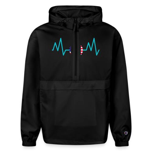 Heartbeat USA Flag – Patriotic American Pride Tee - Champion Packable Jacket