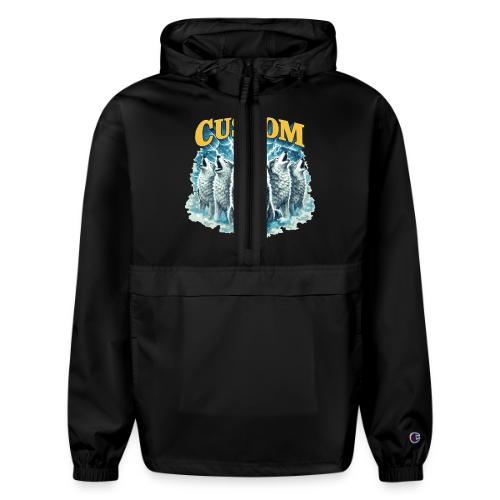 Custom Wolf Pack Howling Moon Vintage Wilderness - Champion Packable Jacket