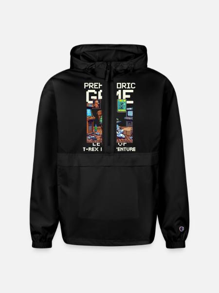 t-rex prehistoric game - Champion Packable Jacket - black