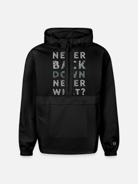 Never bavk down never what - Champion Packable Jacket - black - Front
