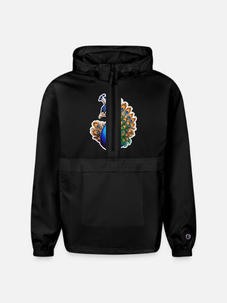 Peacock Bird - Champion Packable Jacket - black