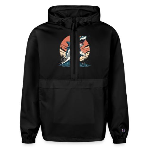 Fierce Shark Breaking Through Waves - Champion Packable Jacket