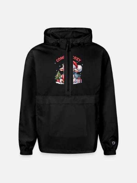 Comfy Cozy, Cute Christmas - Champion Packable Jacket - black
