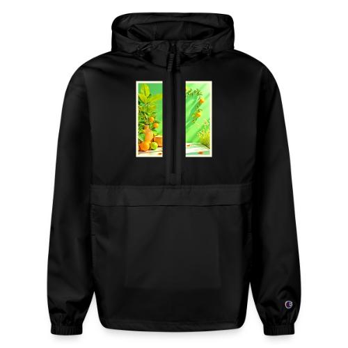 Vibrant Orange Green Still Life Design - Champion Packable Jacket
