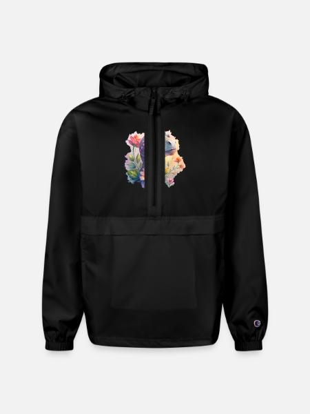 Prehistoric Florals - Champion Packable Jacket - black
