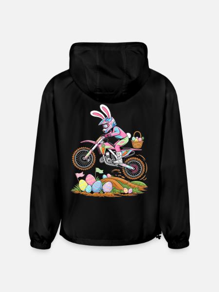 Motocross Bunny Dirt Bike Easter Motorcycle Men  - Champion Packable Jacket - black - Back