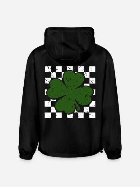 Emerald FourLeaf Clover on Checkerboard - Champion Packable Jacket - black