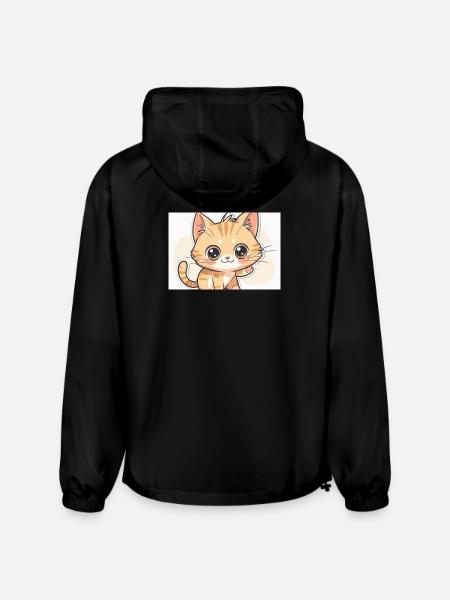 Waving Kawaii Orange Tabby - Champion Packable Jacket - black