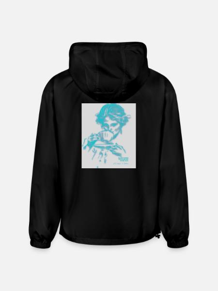 Cyan Coffee Sketch Portrait - Champion Packable Jacket - black