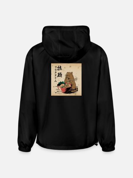 Capybara Ramen Time Art - Champion Packable Jacket - black - Back