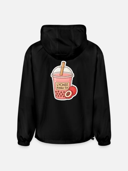 Lychee Bubble Tea Illustration - Champion Packable Jacket - black