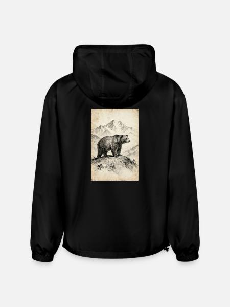 Bear on Alpine Ridge Sketch - Champion Packable Jacket - black