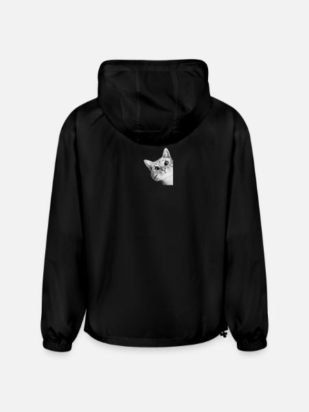Curious Kitten Mono Sketch - Champion Packable Jacket - black