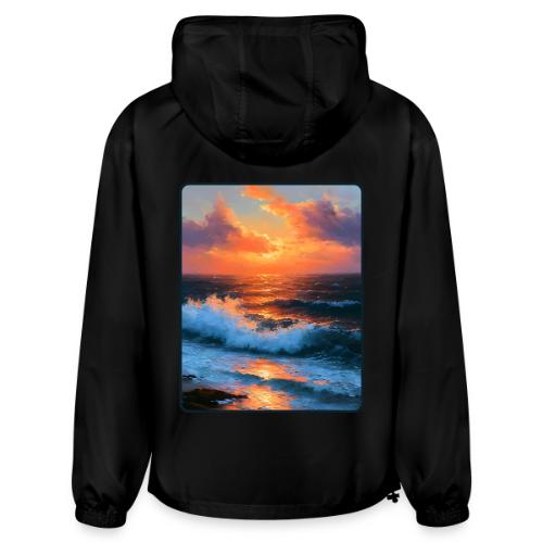 Sunset Storm Waves Oil Painting - Champion Packable Jacket
