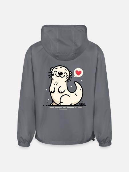 Lovable Otter Heart Chat - Champion Packable Jacket - gray