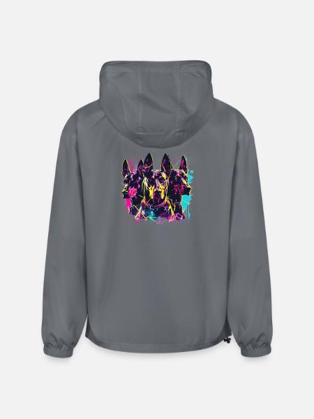 Neon Doberman Trio Splash - Champion Packable Jacket - gray