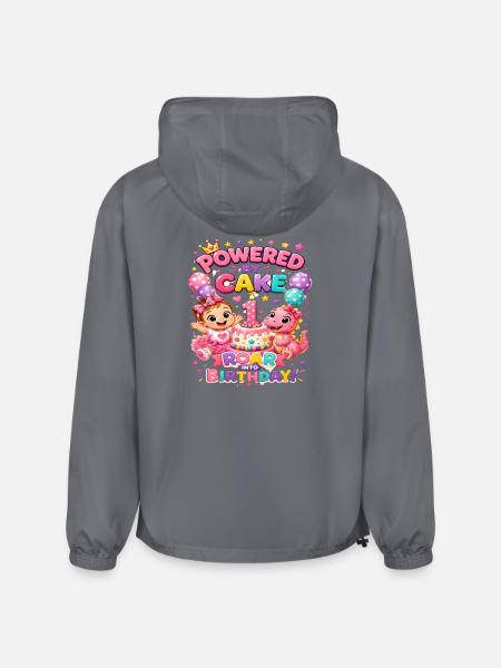 Powered_by_Cake_Dinosaur_1st_Birthday_Shirt Girls - Champion Packable Jacket - gray