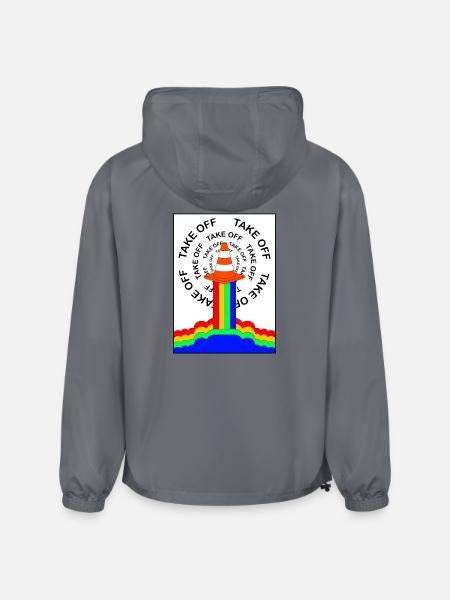 Safety Cone Rocket Rainbow Smoke Funny - Champion Packable Jacket - gray