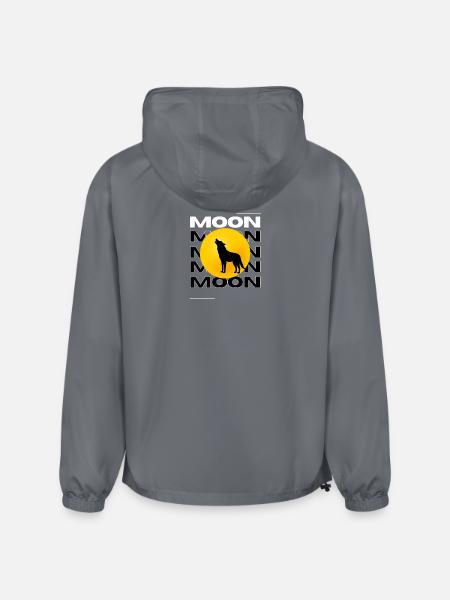 Howling Wolf Full Moon Graphic - Champion Packable Jacket - gray