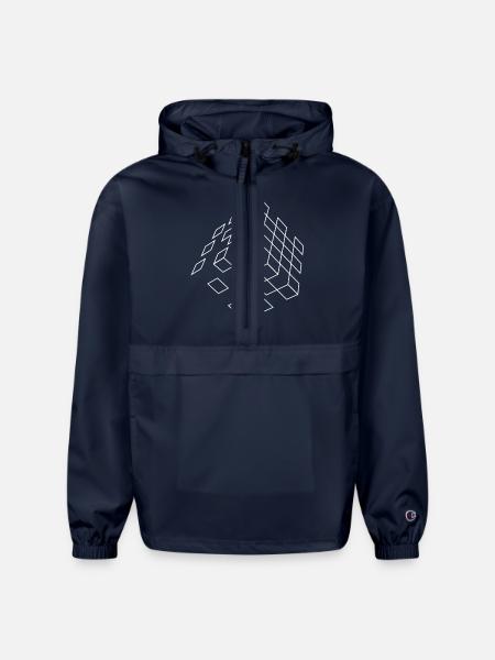 Cubic Wireframe black design - Champion Packable Jacket - french navy