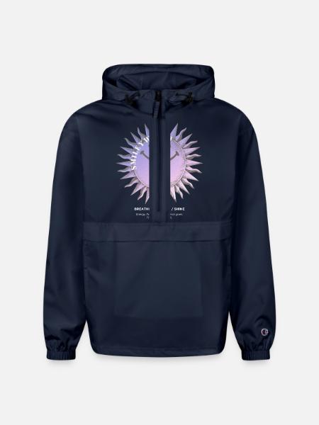 SmileyWorld Smiling Sun In Purple - Champion Packable Jacket - french navy