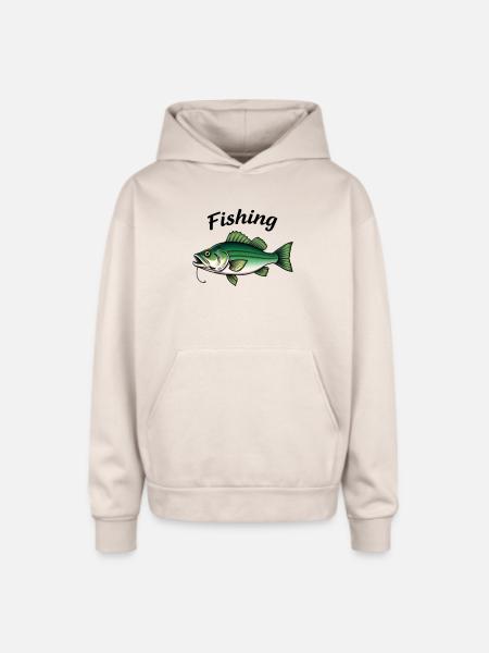 Vivid Bass Fishing Tackle Illustration - Oversized Hooded Sweatshirt - Sand