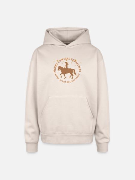 Cowgirl Christmas - Oversized Hooded Sweatshirt - Sand