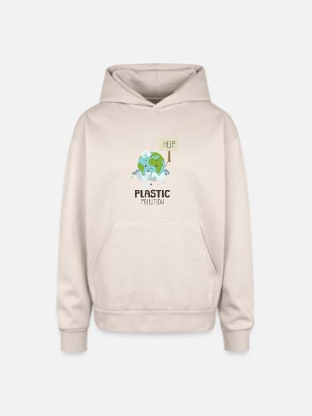 Earth Suffering Plastic Pollution - Oversized Hooded Sweatshirt - Sand