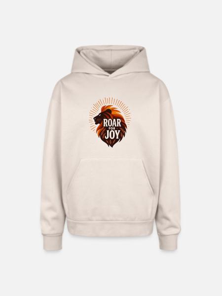 Roar for Joy Lion Emblem - Oversized Hooded Sweatshirt - Sand