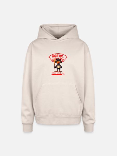 Caffeinated Crow Loading Graphic - Oversized Hooded Sweatshirt - Sand
