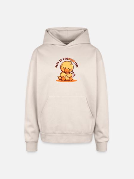 Rest is Producktive - Oversized Hooded Sweatshirt - Sand