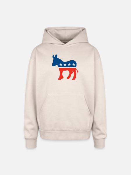 Democrat Logo - Oversized Hooded Sweatshirt - Sand
