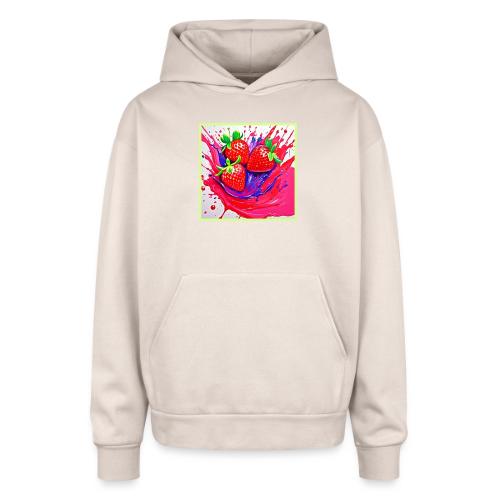 Vibrant Strawberry Splash - Oversized Hooded Sweatshirt