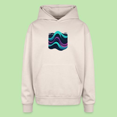 Abstract Wavy Ocean Pattern - Oversized Hooded Sweatshirt