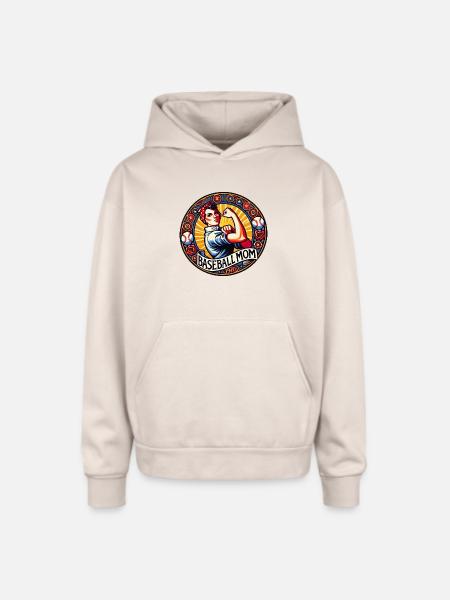 Baseball Mom 1970s Emblem - Oversized Hooded Sweatshirt - Sand