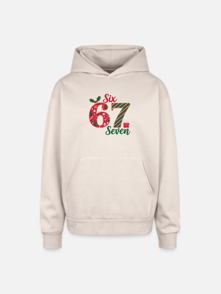 Six Seven Christmas Countdown - Oversized Hooded Sweatshirt - Sand