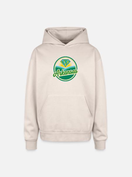 Arkansas Diamond Sunrise Emblem - Oversized Hooded Sweatshirt - Sand