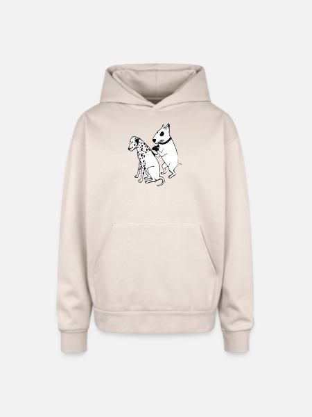 DALMATIAN DOG, TATTOO - Oversized Hooded Sweatshirt - Sand