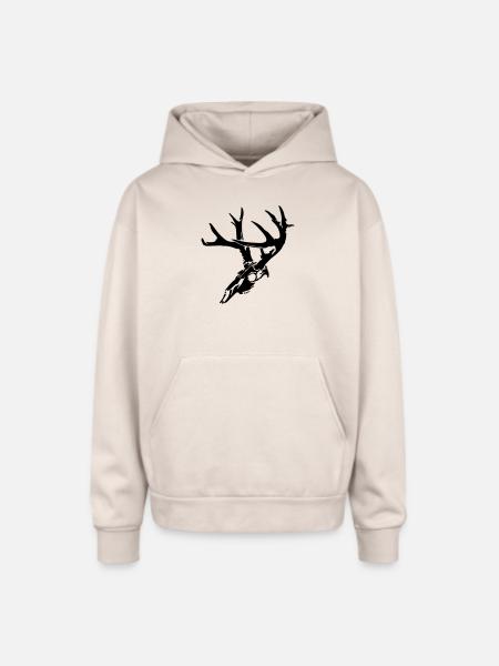 Deer Skull - Oversized Hooded Sweatshirt - Sand
