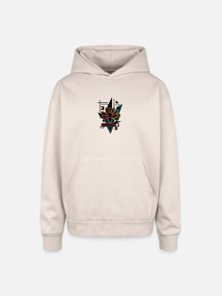 Unique flower design - Oversized Hooded Sweatshirt - Sand