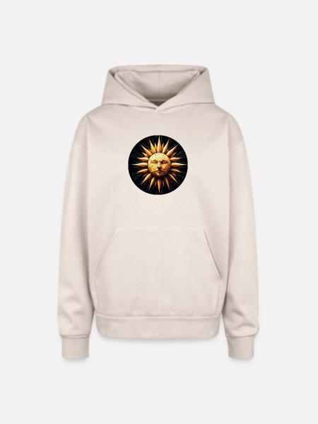 Golden Sun polygon art - Oversized Hooded Sweatshirt - Sand