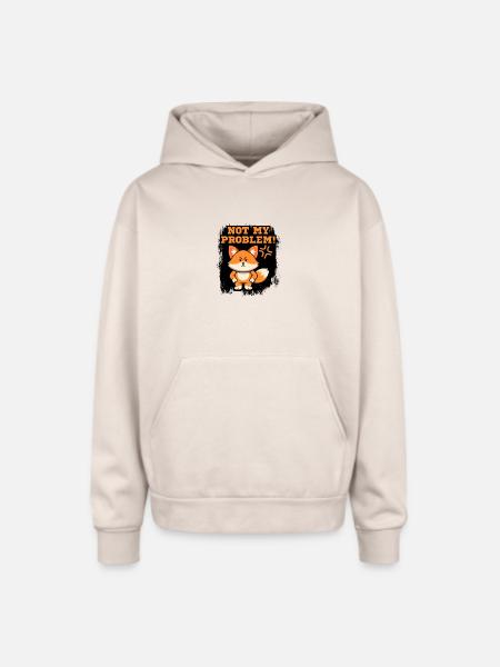 Not My Problem Fox - Oversized Hooded Sweatshirt - Sand