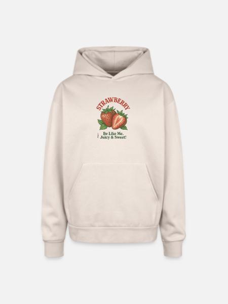Sweet Like Strawberry - Oversized Hooded Sweatshirt - Sand