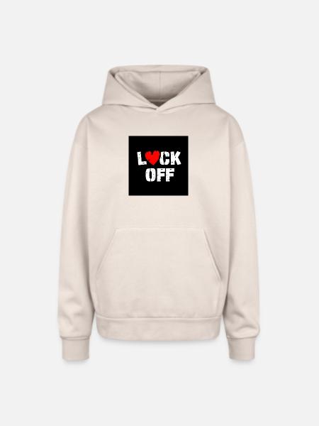 Heart Lock Off - Oversized Hooded Sweatshirt - Sand
