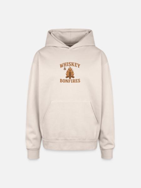 Whiskey & Bonfires - Oversized Hooded Sweatshirt - Sand